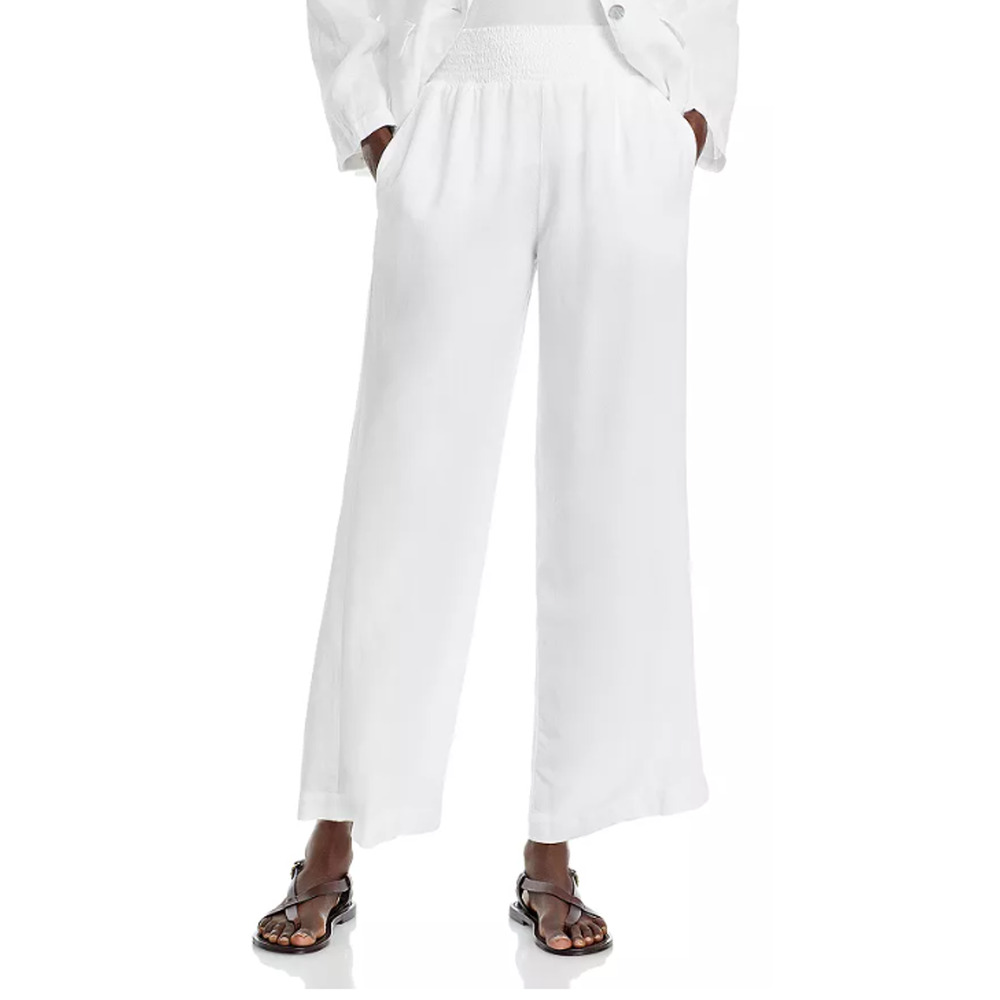 BELLA DAHL PANTS WOMENS SIZE XLARGE SMOCKED WAIST WIDE LEG WHITE NEW MSRP $150